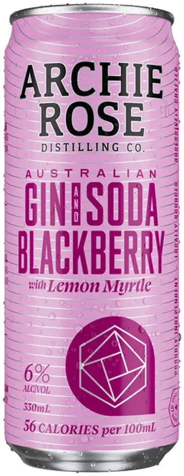 Archie Rose Straight Dry Gin & Blackberry Soda With Lemon Myrtle 330ml - 24 Pack